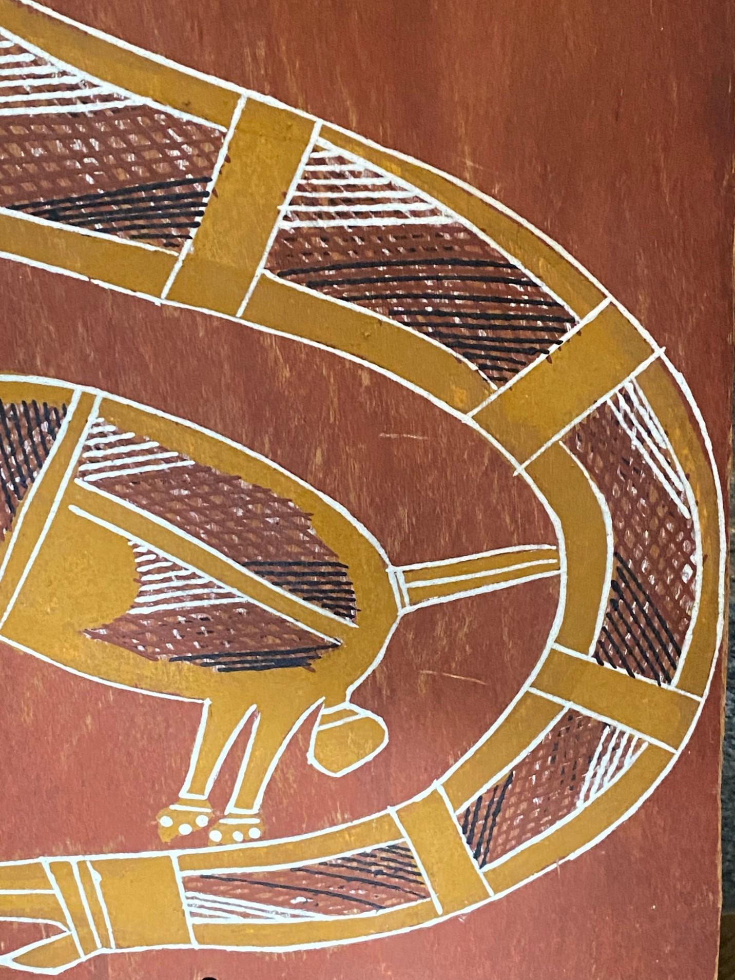 Thompson Yulidjirri Arte indigena aborigena australiana Pittura originale su corteccia In condizioni buone in vendita a Studio City, CA
