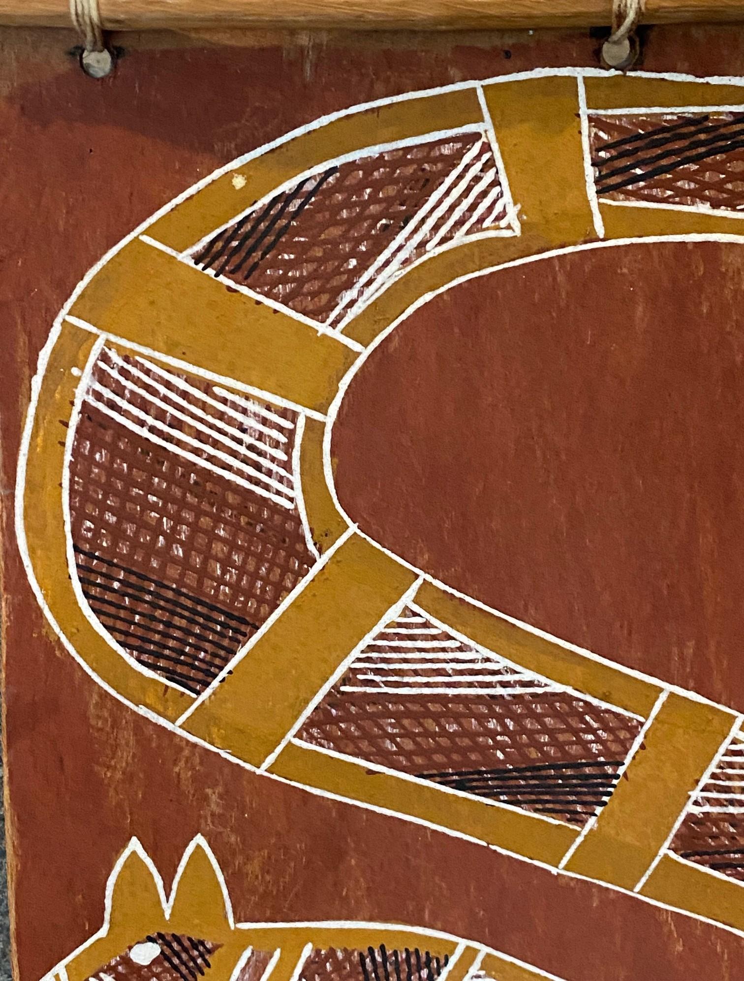 XX secolo Thompson Yulidjirri Arte indigena aborigena australiana Pittura originale su corteccia in vendita