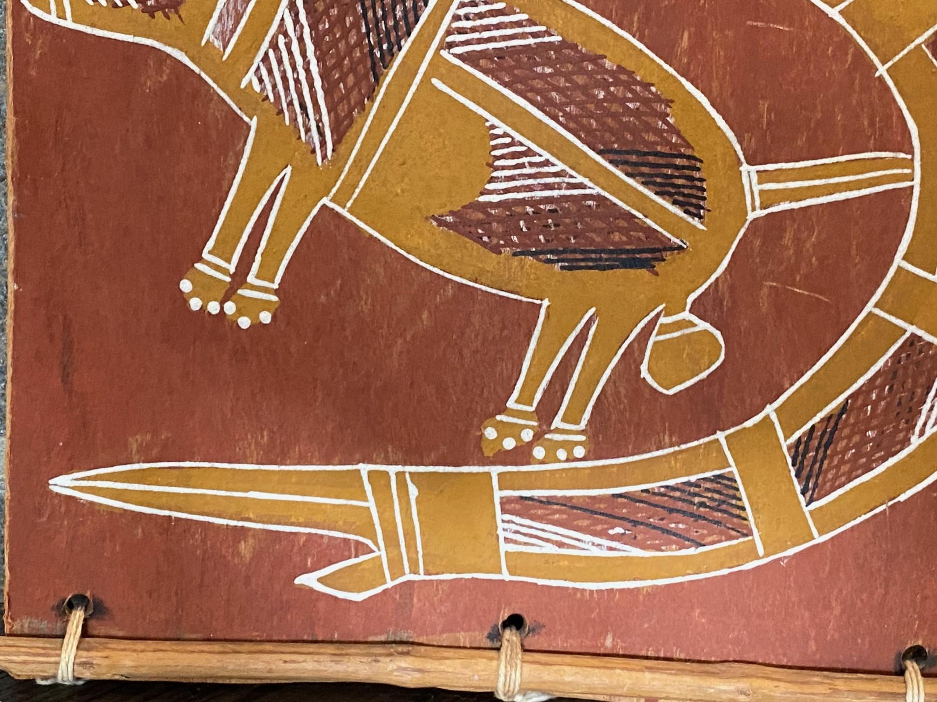 Legno Thompson Yulidjirri Arte indigena aborigena australiana Pittura originale su corteccia in vendita