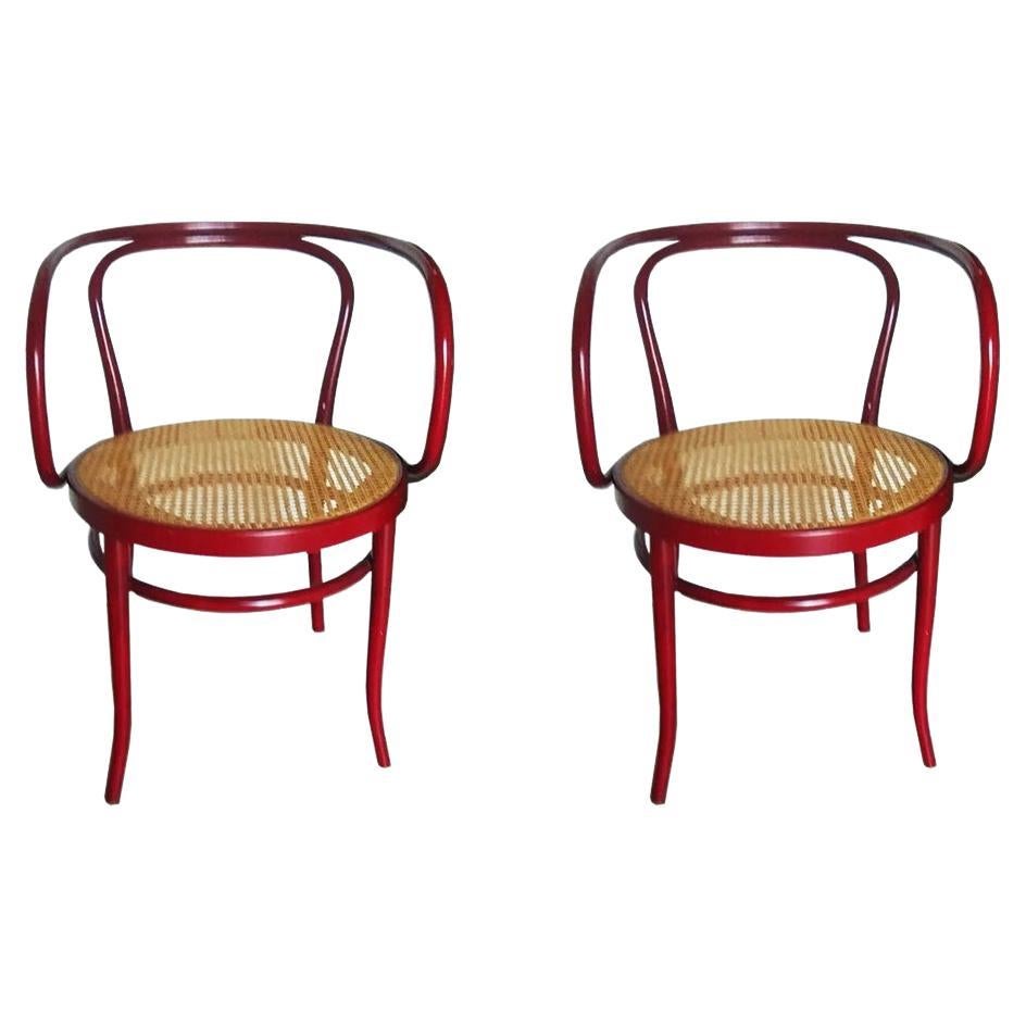 Thonet 209 Armchairs, Cane and Bentwood Chairs After Thonet Vienna Straw