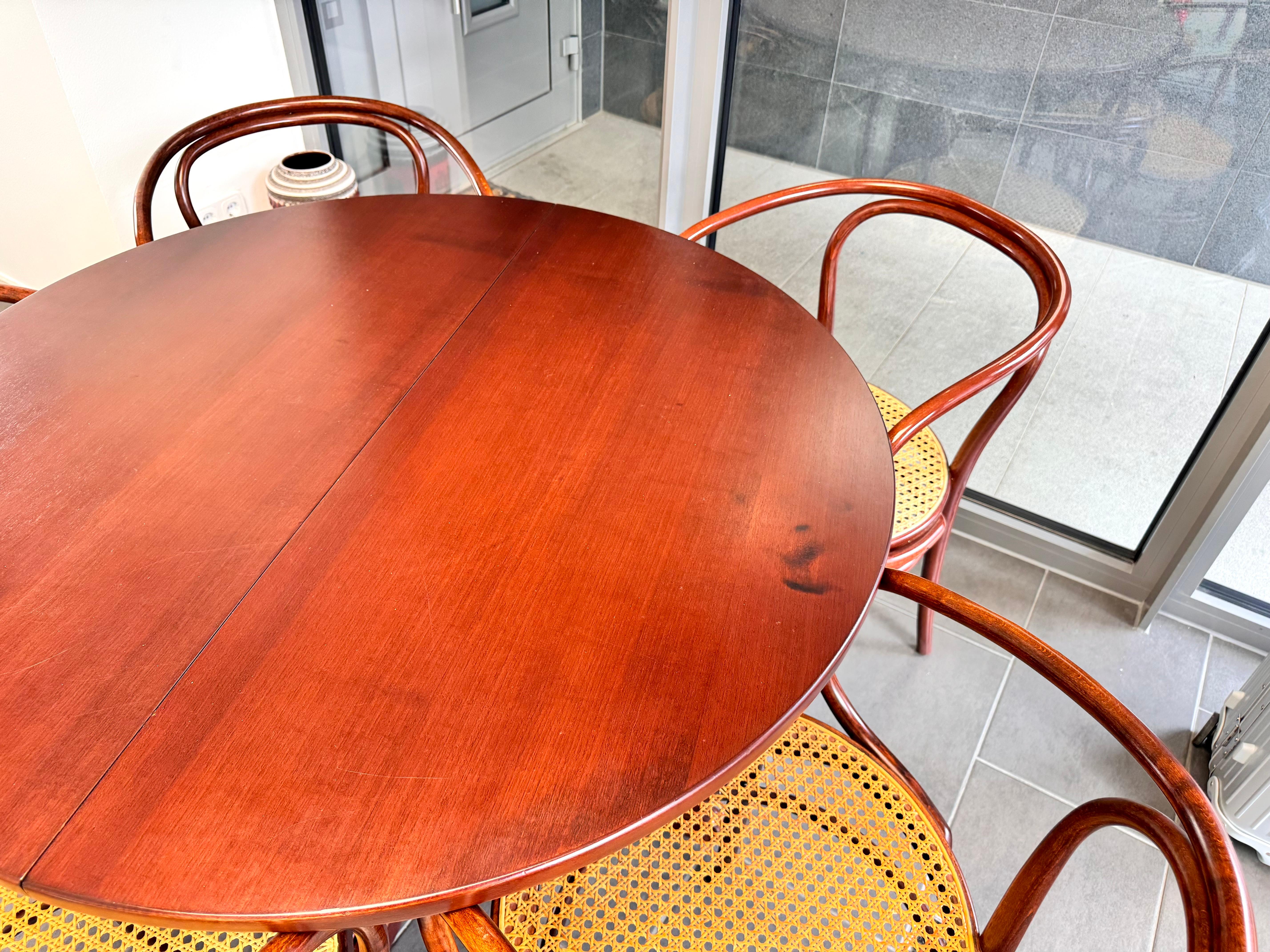 Thonet 209 Bentwood Armchairs with Extendable Round Dining Table Mid-Century For Sale 4