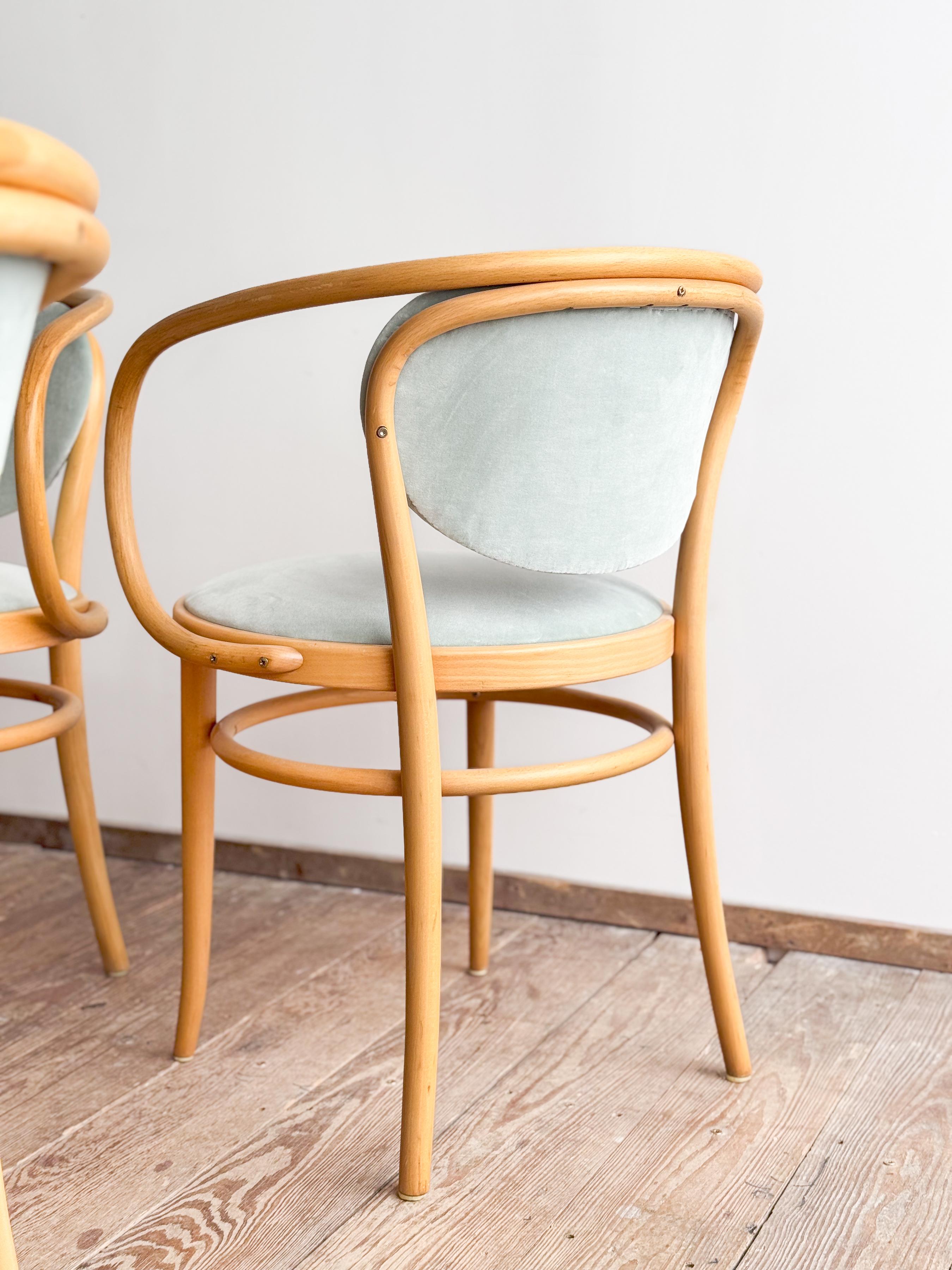 Thonet 210 P Bugholzsessel in Buche mit Samtbezug, Deutschland, 4er-Set im Angebot 6