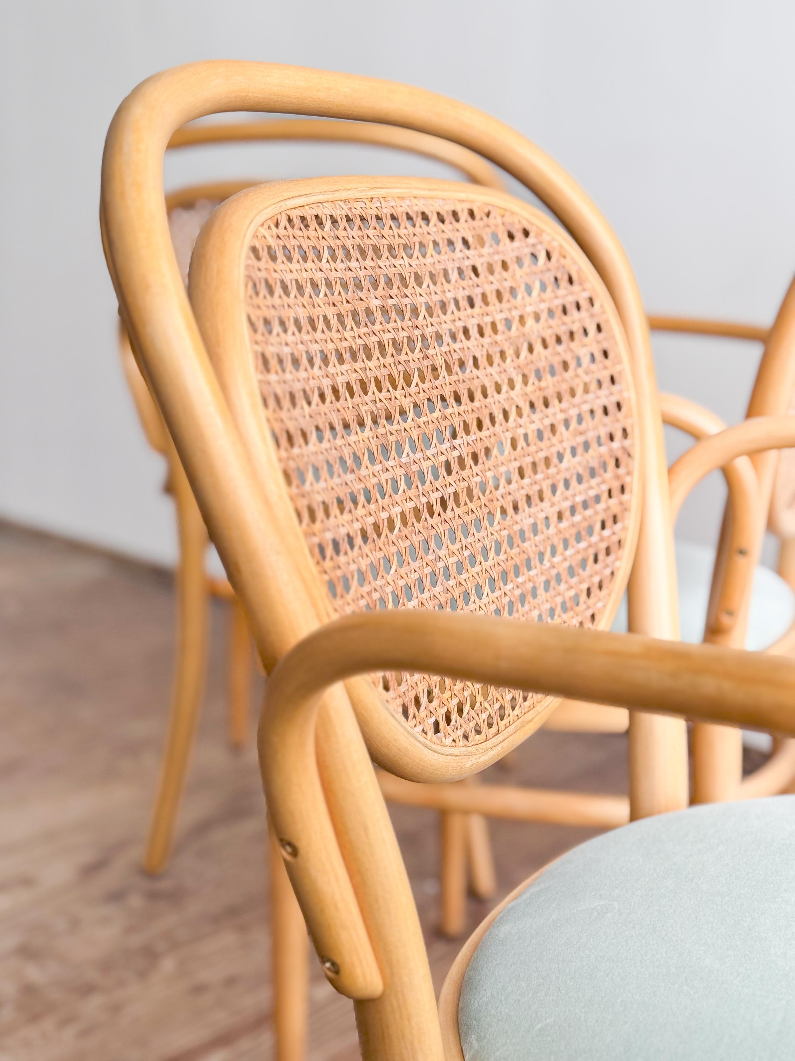 Thonet 215 P Poltroncine in legno di faggio con rivestimento in velluto, Germania, Set di 4 in vendita 2