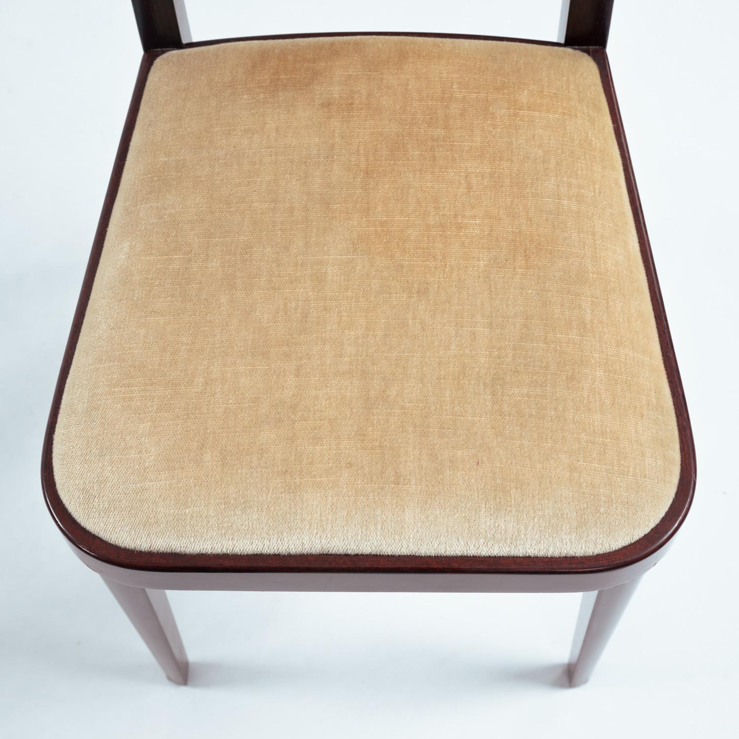 Thonet 567 jugendstil highback chairs with velvet upholstery by Otto Prutschler For Sale 4