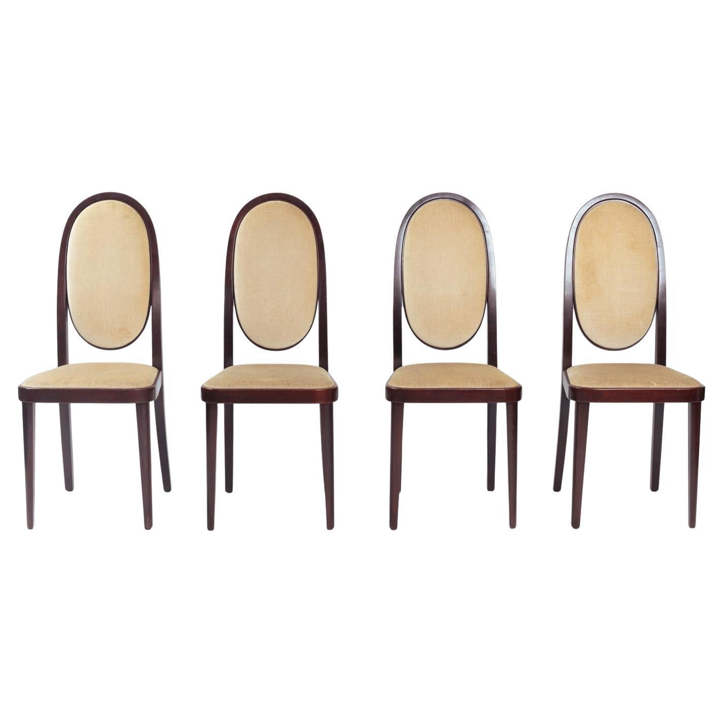Thonet 567 jugendstil highback chairs with velvet upholstery by Otto Prutschler For Sale
