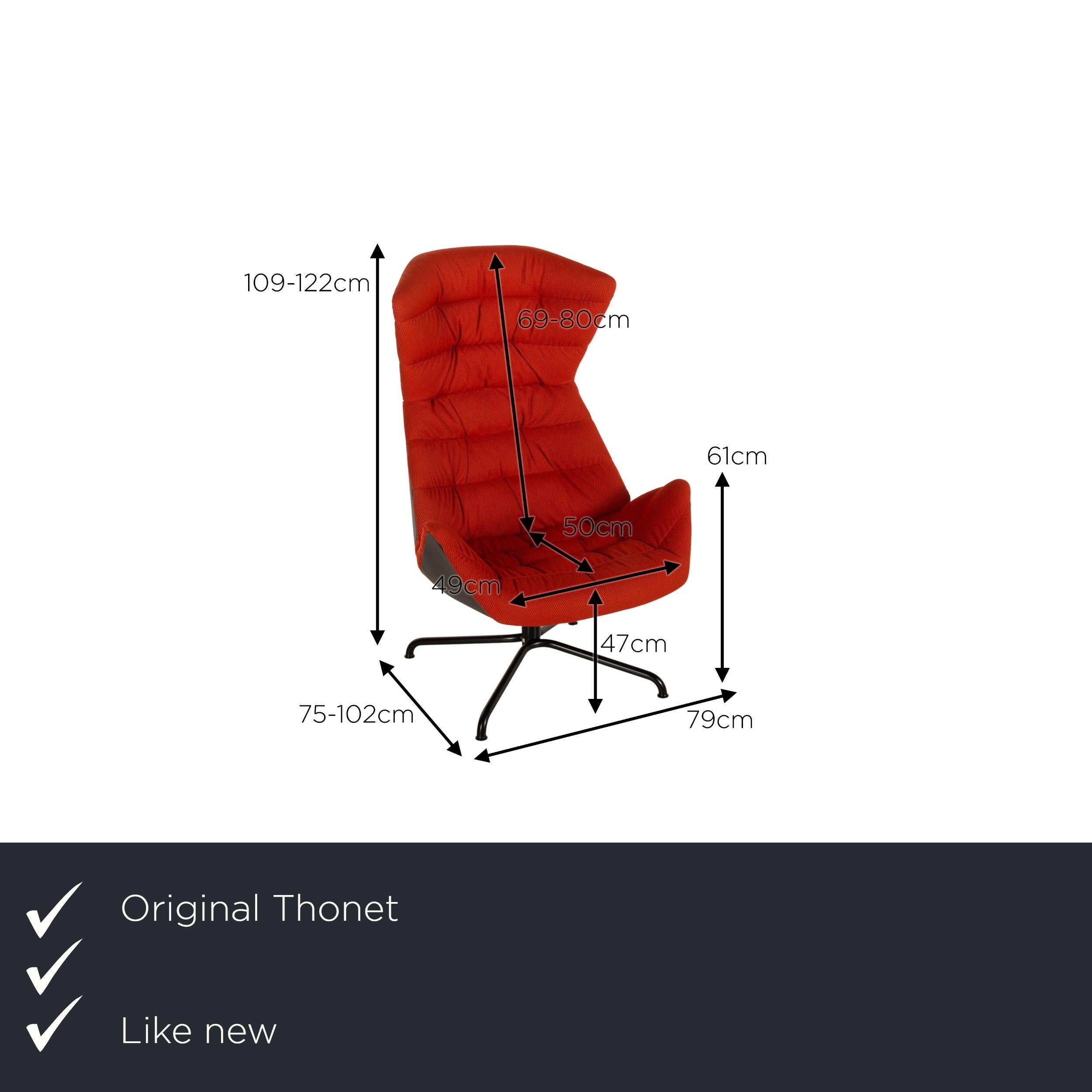 We present to you a Thonet 808 fabric armchair incl. Stool orange armchair function relax function.
 
 

 Product measurements in centimeters:
 

 depth: 75
 width: 79
 height: 122
 seat height: 47
 rest height: 61
 seat depth: 50
 seat