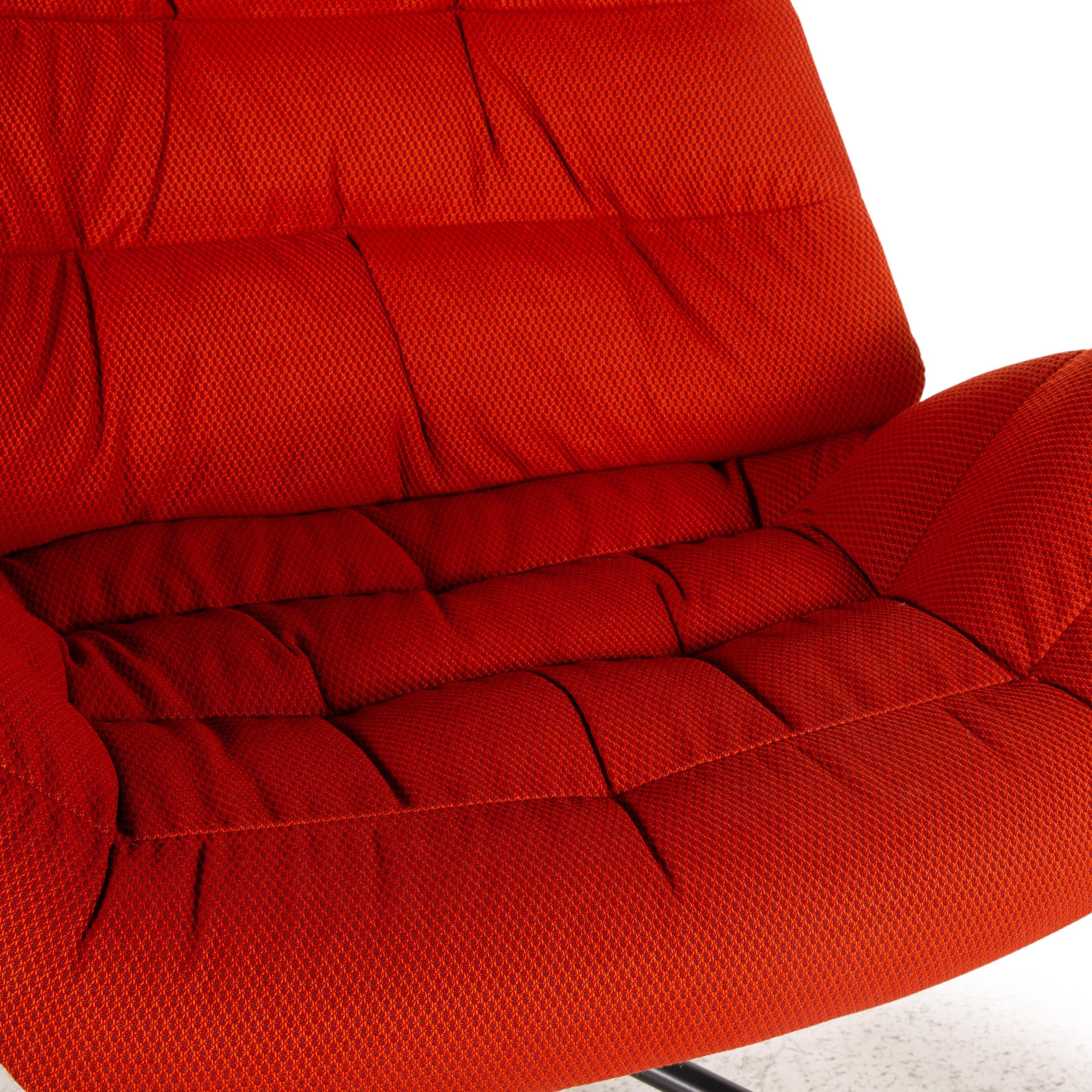 European Thonet 808 Fabric Armchair Incl. Stool Orange Armchair Function Relax Function For Sale