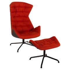 Thonet 808 Fabric Armchair Incl. Stool Orange Armchair Function Relax Function