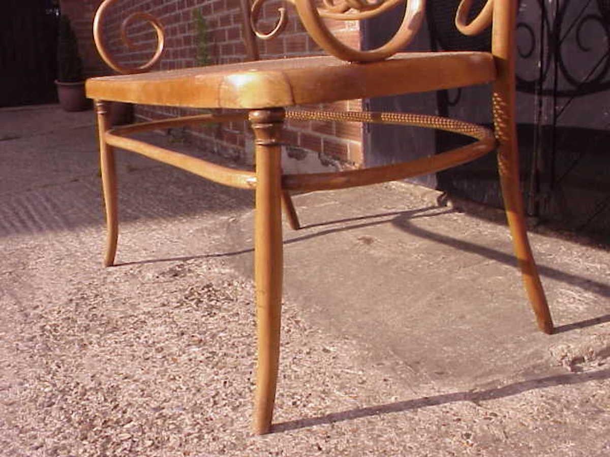 Thonet, A Bentwood Settee with Scrollwork Decoration with a Caned Seat & Back For Sale 2