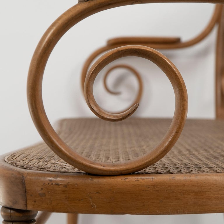 Canapé en bois courbé à décor de volutes avec assise et