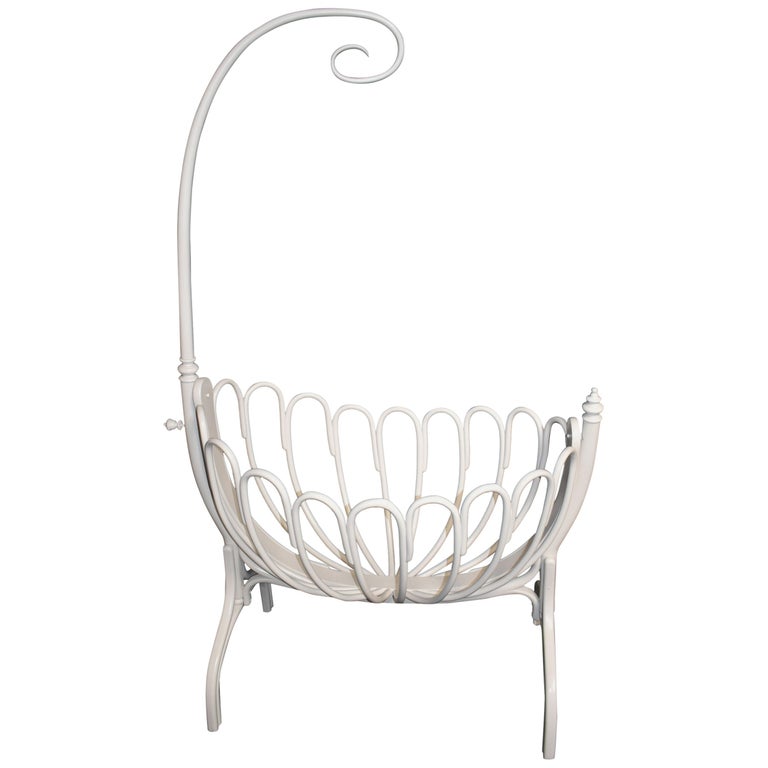 Antique Thonet Bentwood Baby Cradle with Canopy Bed J. & J. Kohn