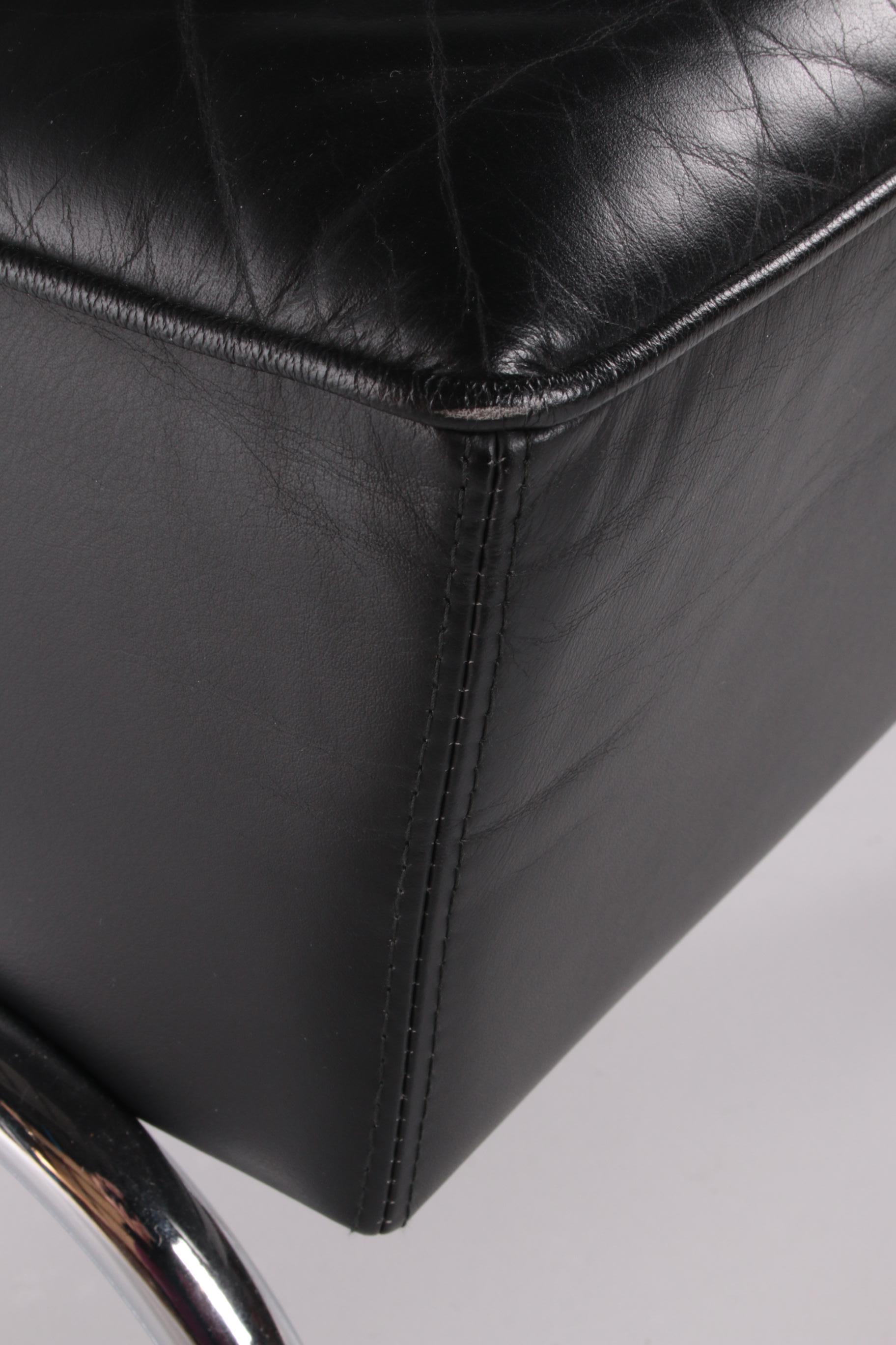 Thonet Armchair Model S411 Black leather, 1980s 2