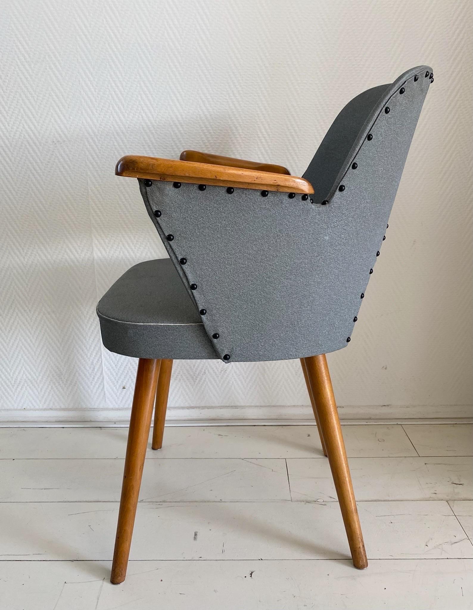 Czech Thonet Armchair with Leatherette Upholstery by Oswald Haerdtl, ca. 1950's For Sale