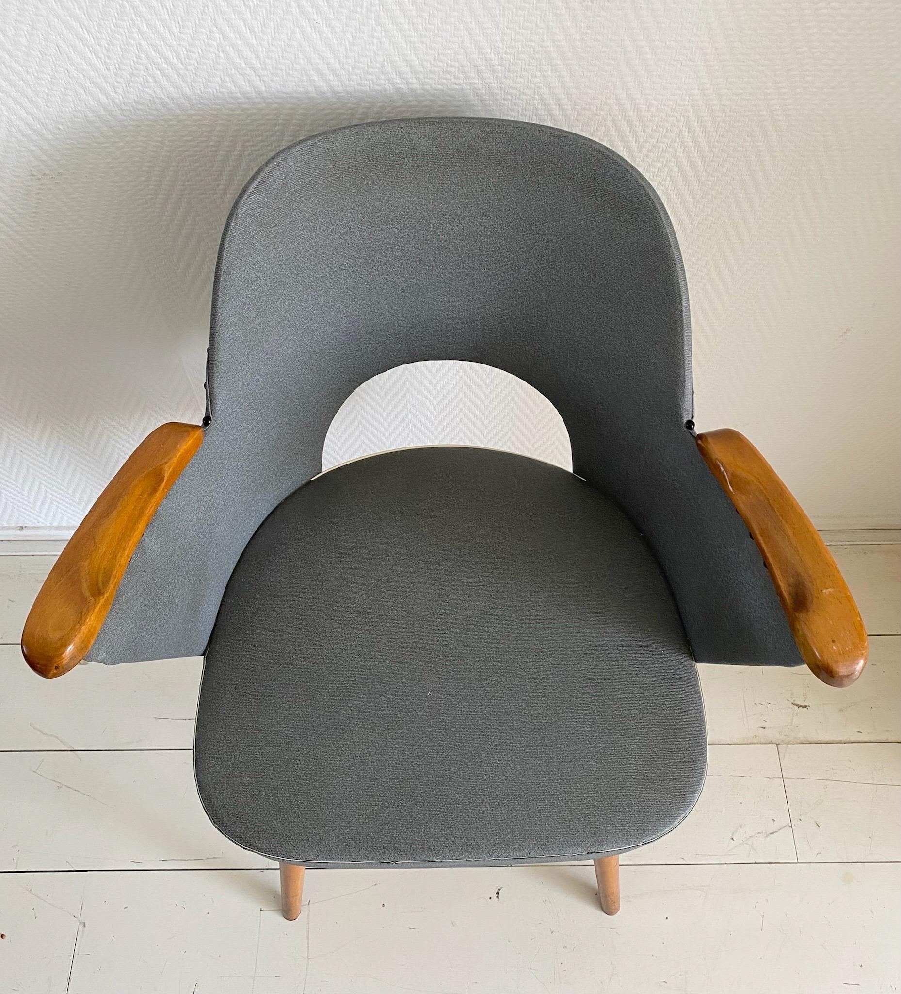 Faux Leather Thonet Armchair with Leatherette Upholstery by Oswald Haerdtl, ca. 1950's For Sale