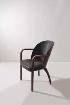 Thonet armchair with original period leather, label.