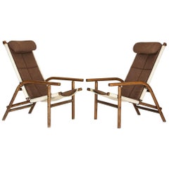 Thonet Armchairs in Bentwood, Linen and Fabric Combination, Czechoslovakia 1930s Thonet Armchairs in Bentwood, Linen and Fabric Combination, Czechoslovakia 1930s