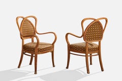 Thonet, Armchairs, Wood, Fabric, Austria, 1900s