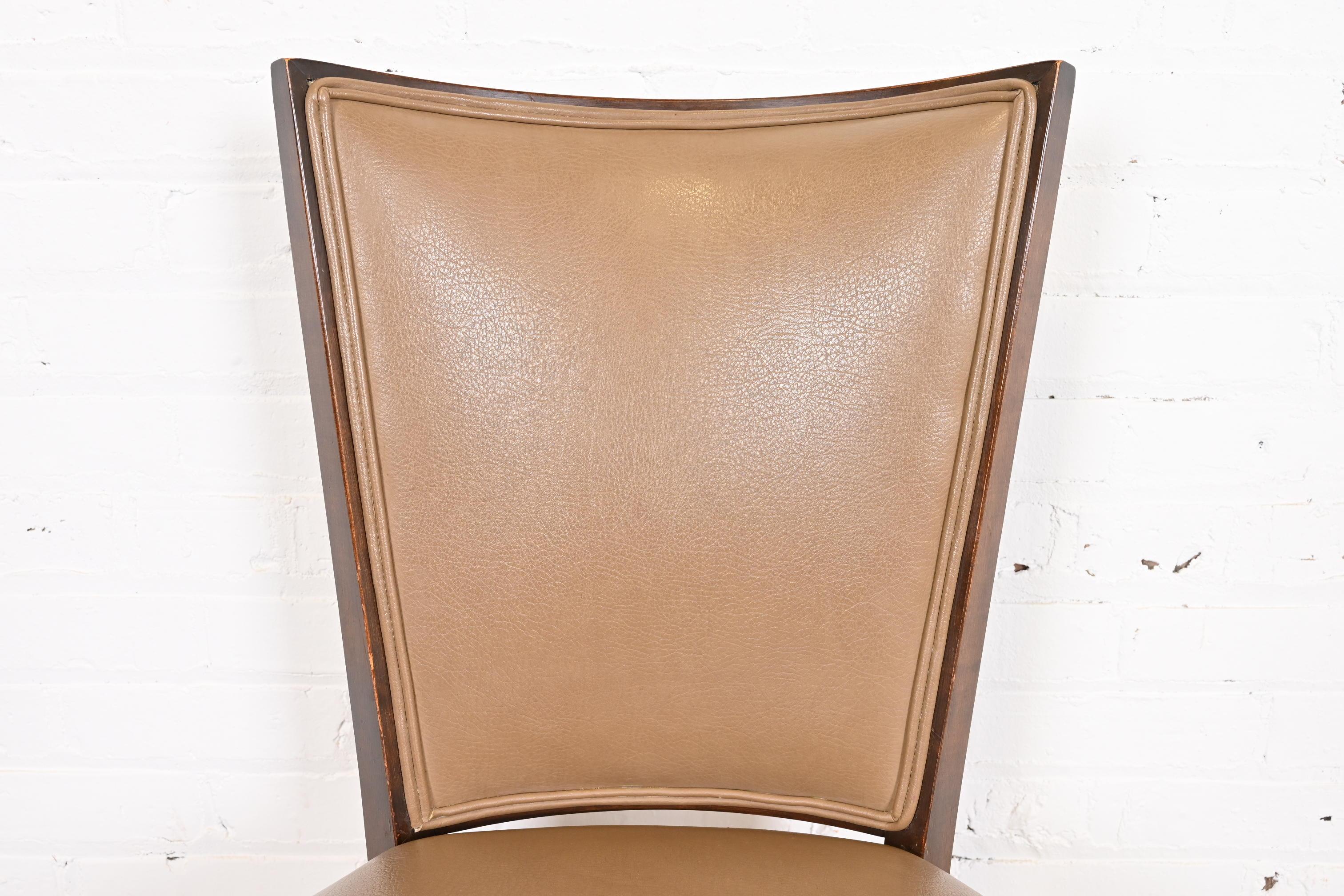 Thonet Art Deco Walnut and Leather Dining Chairs, Set of Eight 5