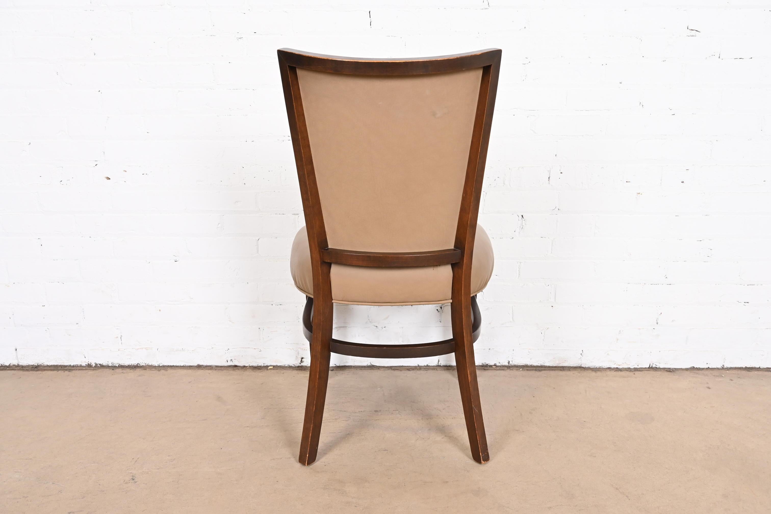 Thonet Art Deco Walnut and Leather Dining Chairs, Set of Eight 8