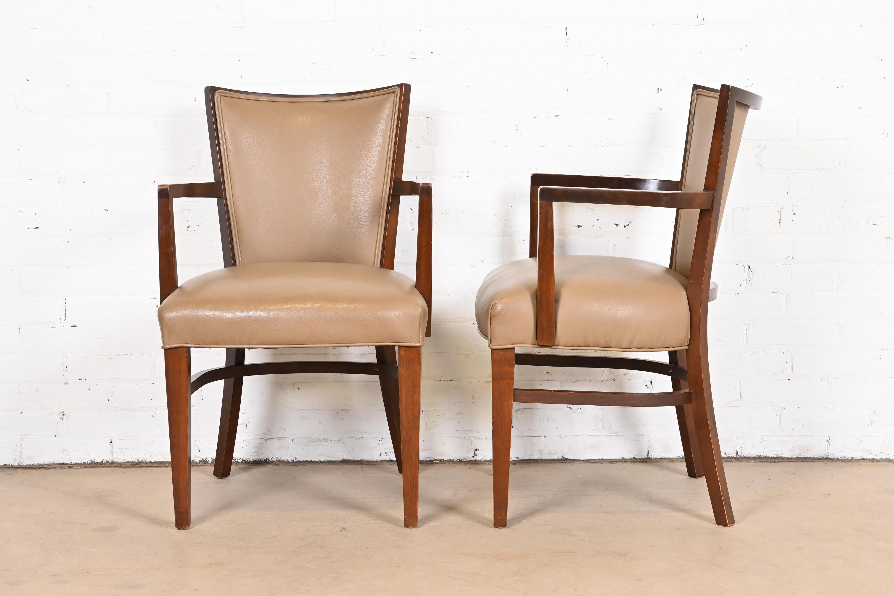Thonet Art Deco Walnut and Leather Dining Chairs, Set of Eight 9