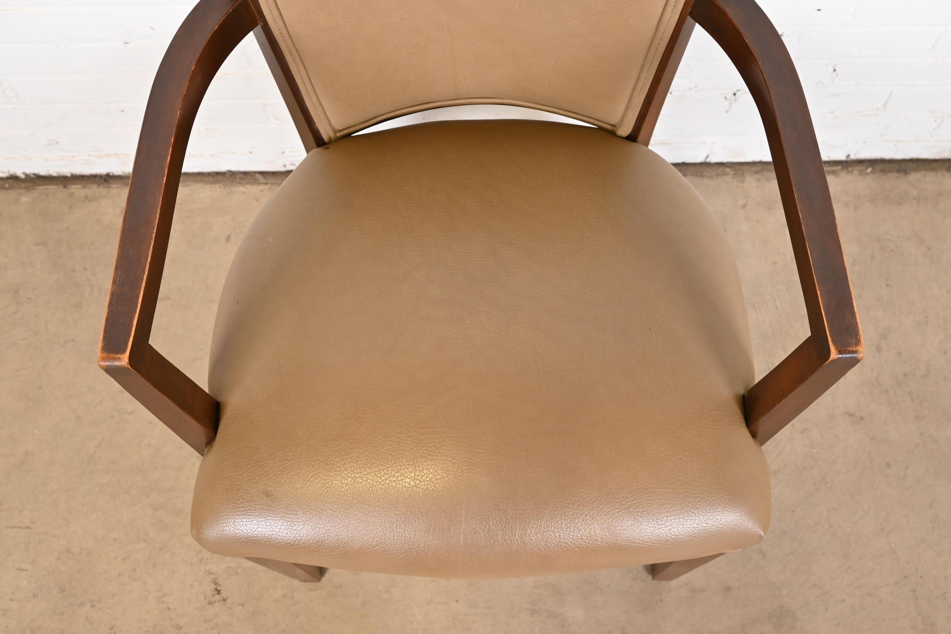 Thonet Art Deco Walnut and Leather Dining Chairs, Set of Eight 10