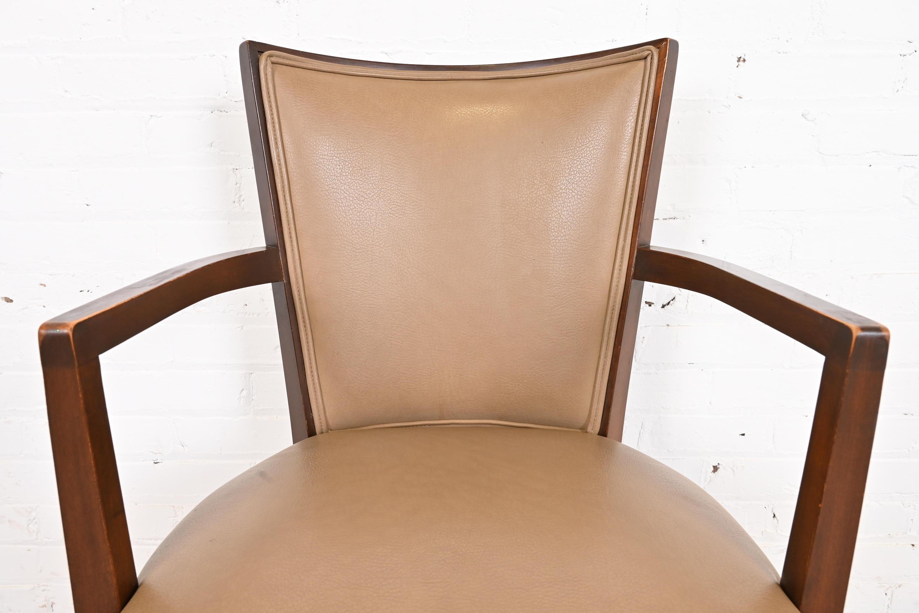 Thonet Art Deco Walnut and Leather Dining Chairs, Set of Eight 11