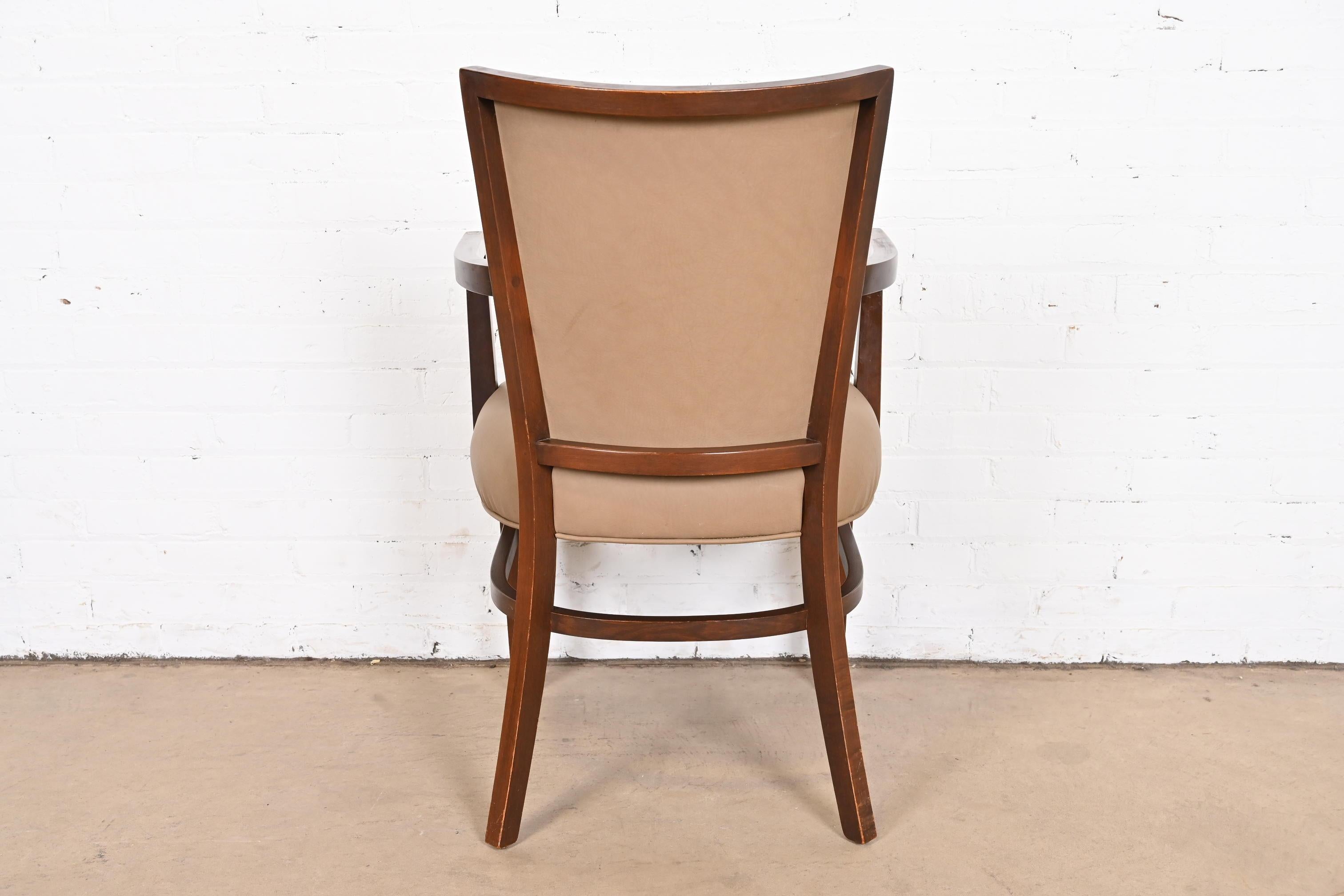 Thonet Art Deco Walnut and Leather Dining Chairs, Set of Eight 12