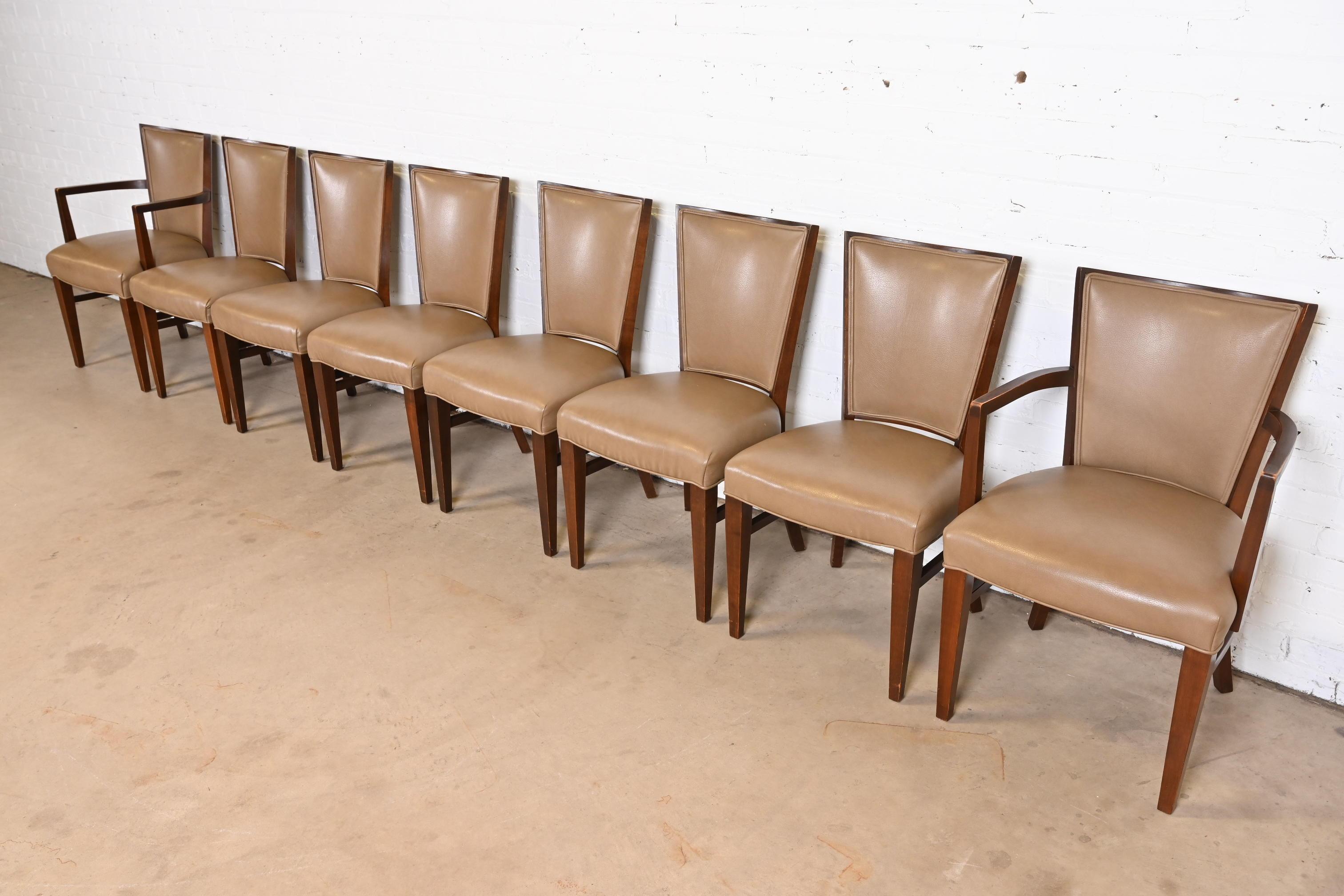 Thonet Art Deco Walnut and Leather Dining Chairs, Set of Eight In Good Condition In South Bend, IN