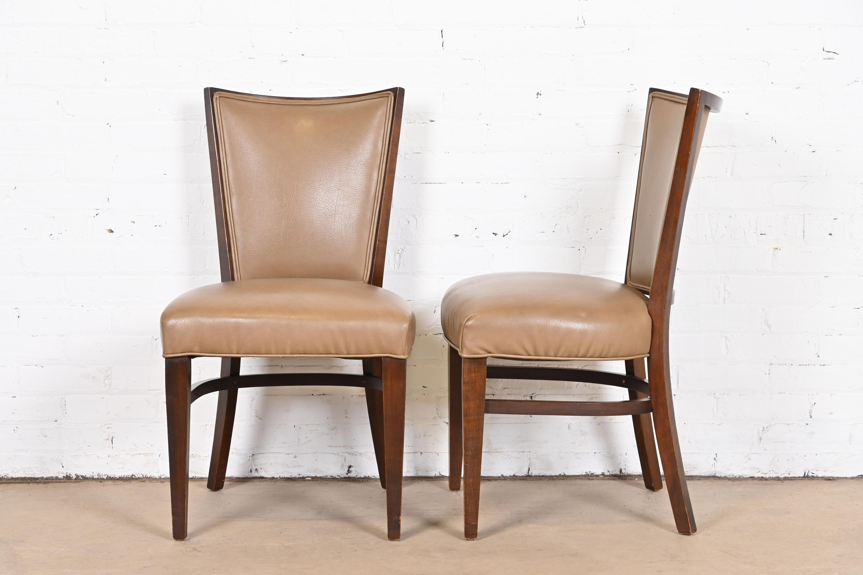 Thonet Art Deco Walnut and Leather Dining Chairs, Set of Eight 4