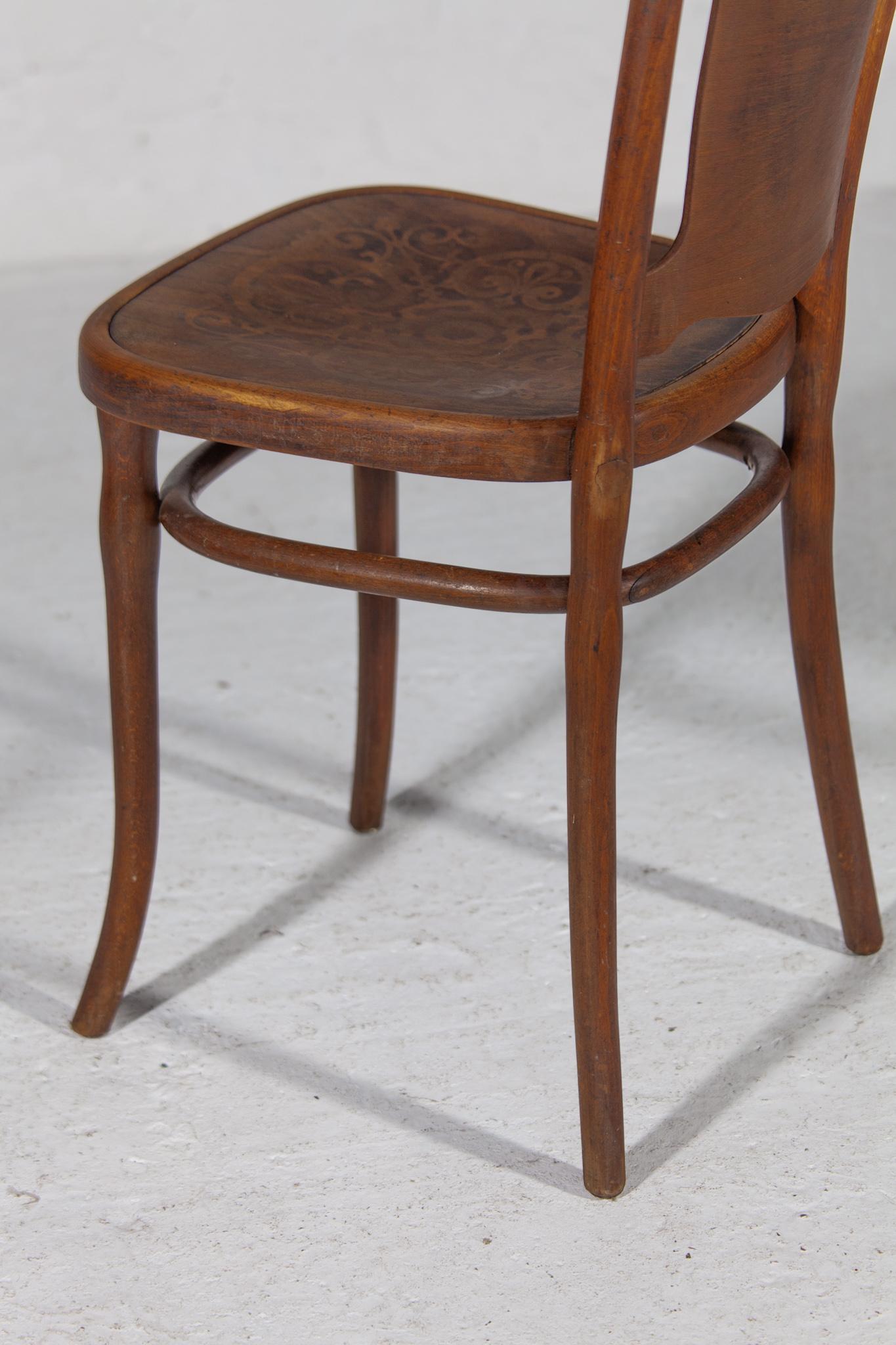 Thonet Jugendstil-Set aus sechs sehr seltenen Stühlen mit bedrucktem Muster. im Angebot 2