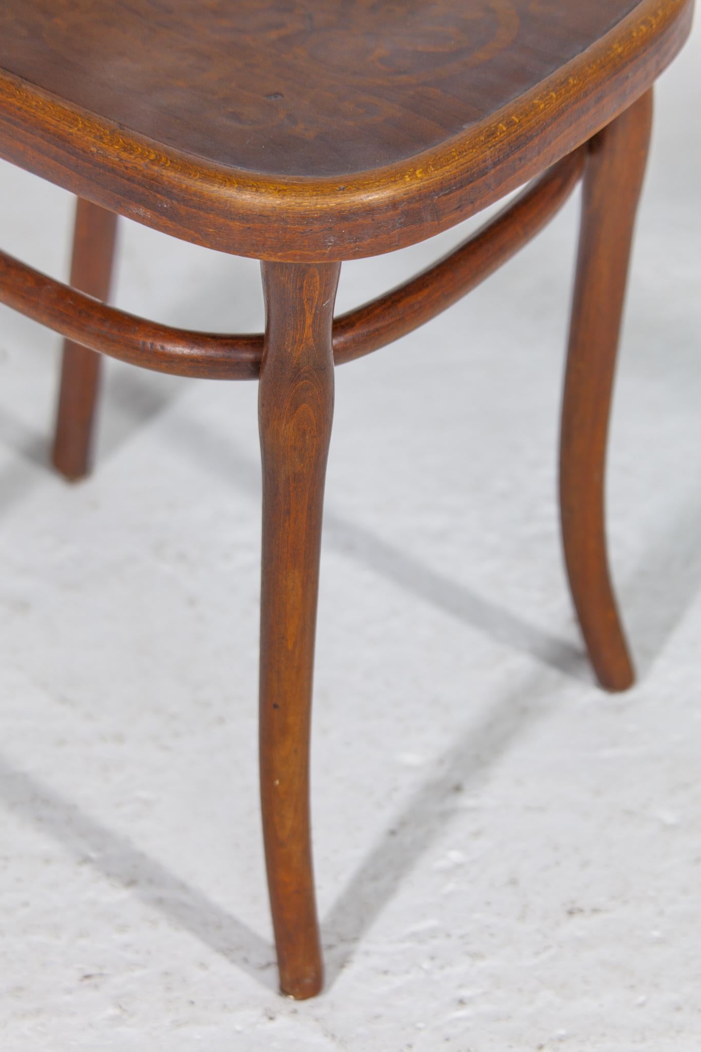 Ensemble de six chaises Art Nouveau très rares avec motif imprimé Thonet en vente 5