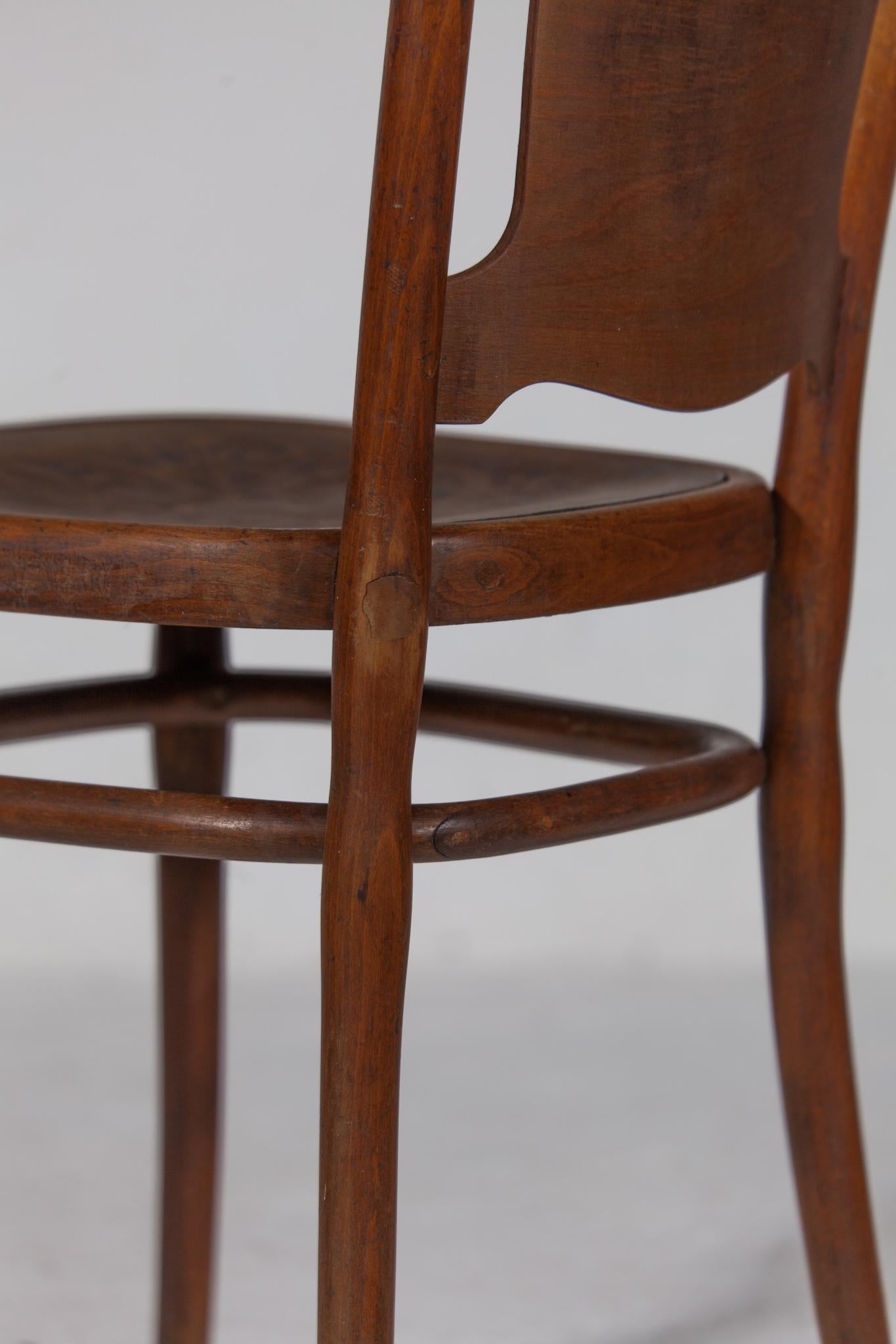 Ensemble de six chaises Art Nouveau très rares avec motif imprimé Thonet en vente 1