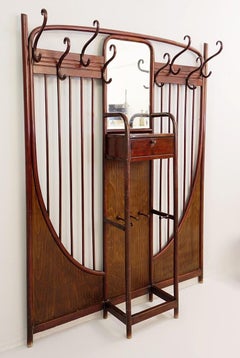 Thonet Art Nouveau Wall Mounted Coat Rack Model 6 Mahogany Stained, Vienna