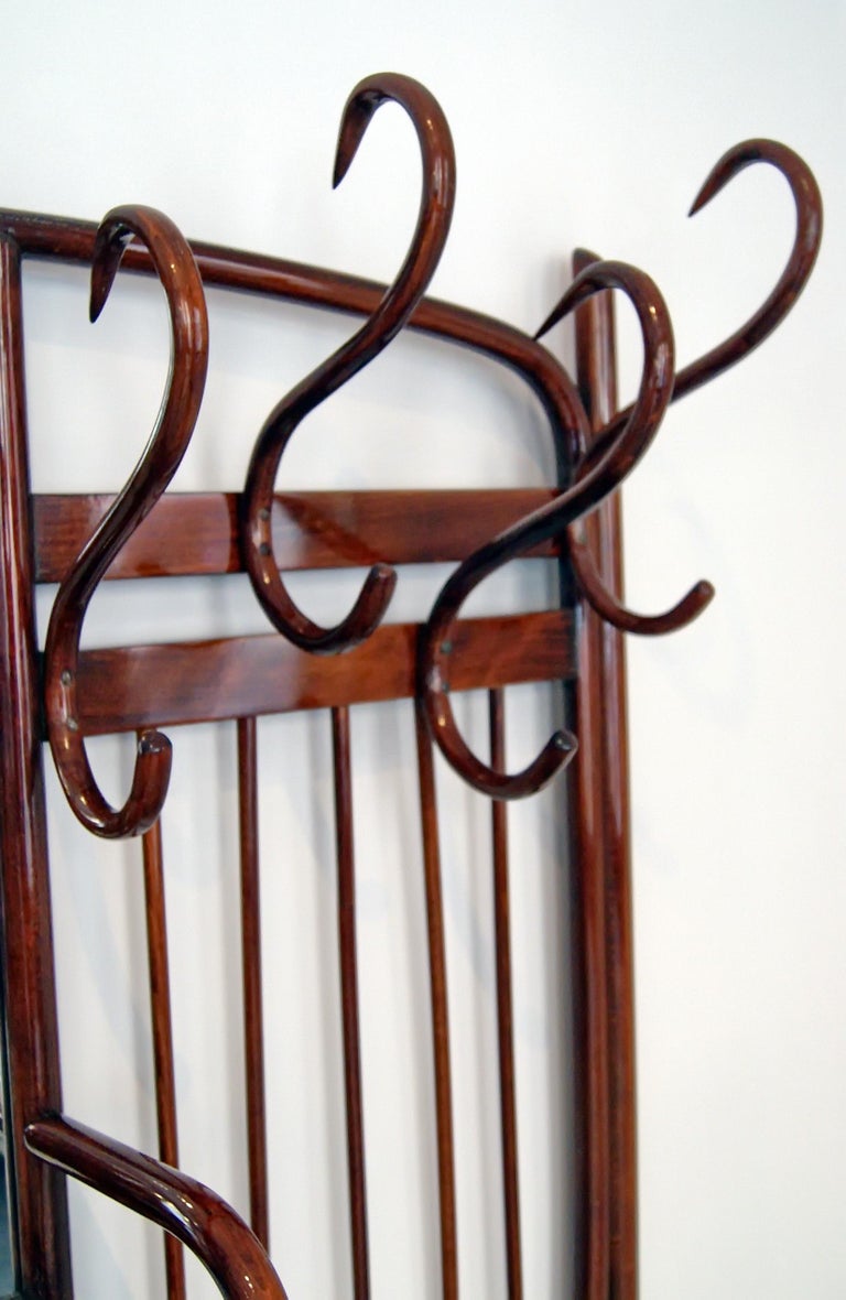 Thonet Art Nouveau Wall Mounted Coat Rack Model 6 Mahogany Stained Vienna 2