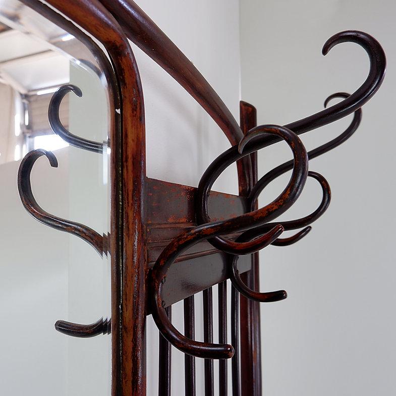 Early 20th Century Thonet Art Nouveau Wall Mounted Coat Rack, Vienna, circa 1900 For Sale