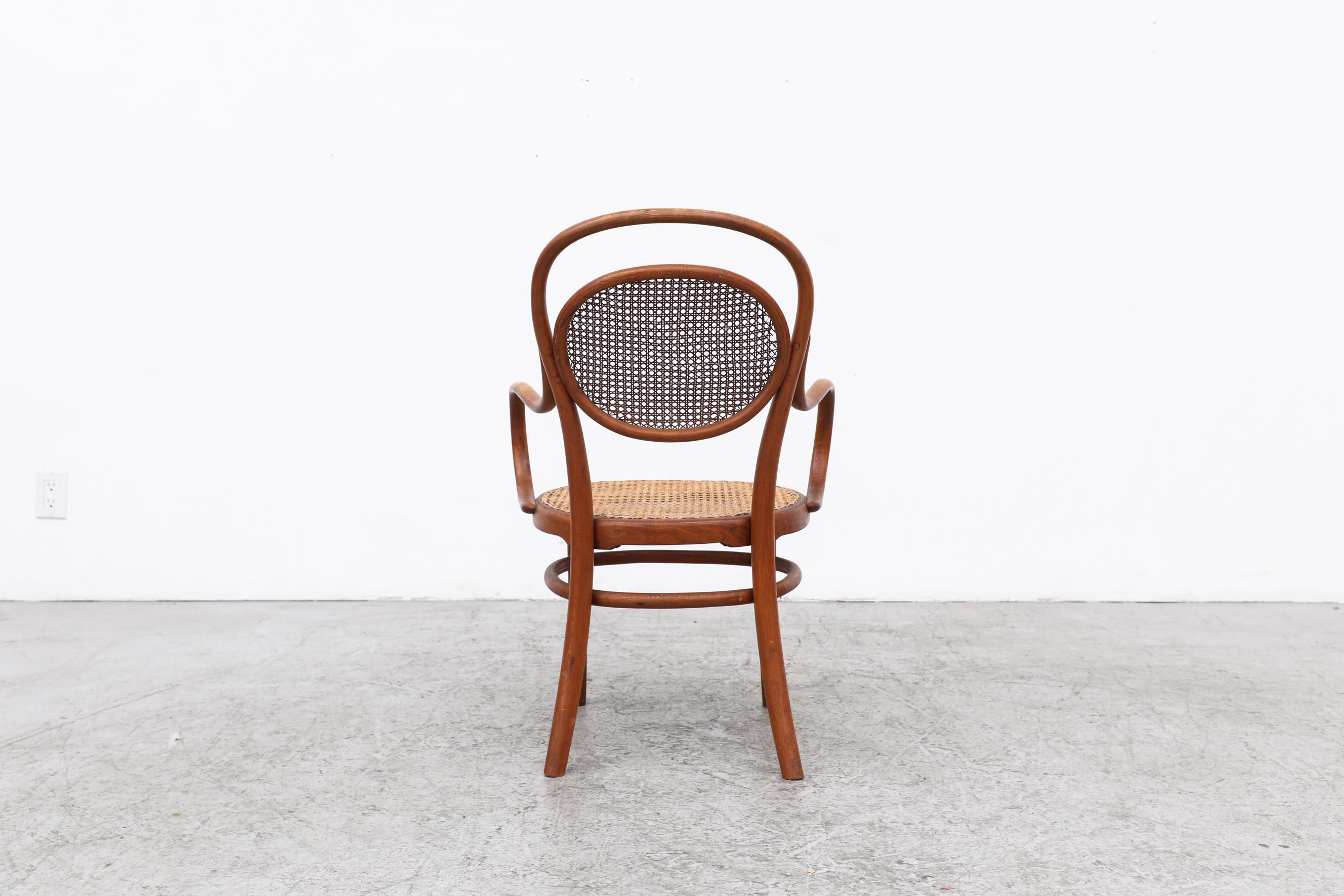 19th Century No 12 Thonet Caned Bistro Armchair, 1881-1919 For Sale