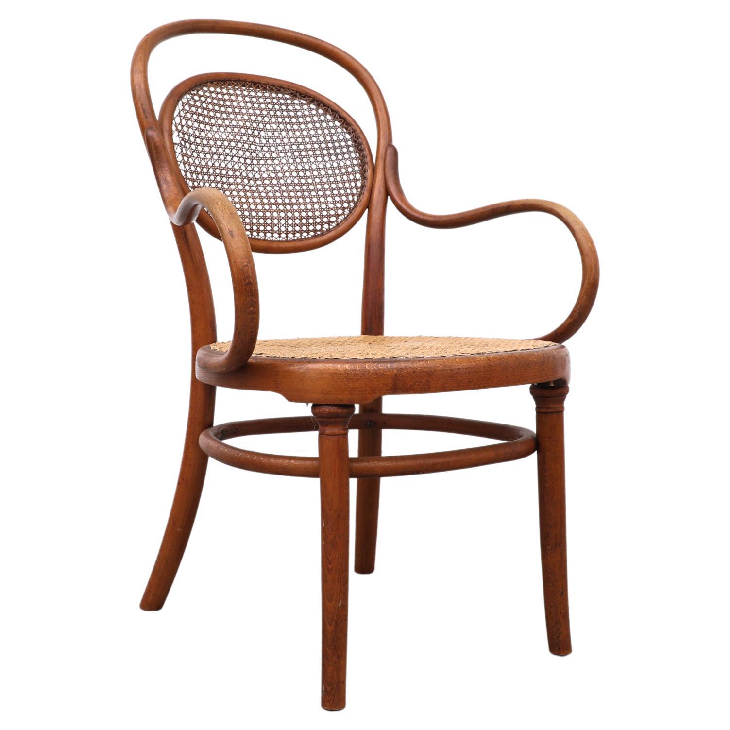 No 12 Thonet Caned Bistro Armchair, 1881-1919 For Sale