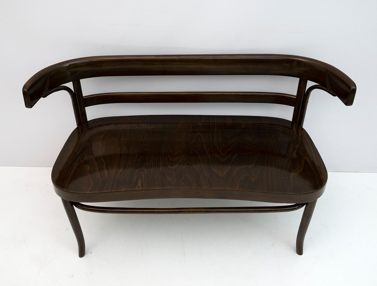 Thonet Austrian Curved Wood Loveseat Bench, 1920s 4