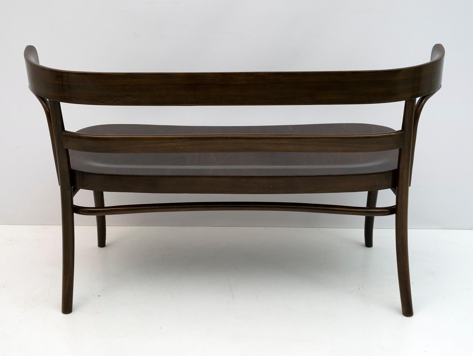 Thonet Austrian Curved Wood Loveseat Bench, 1920s 1