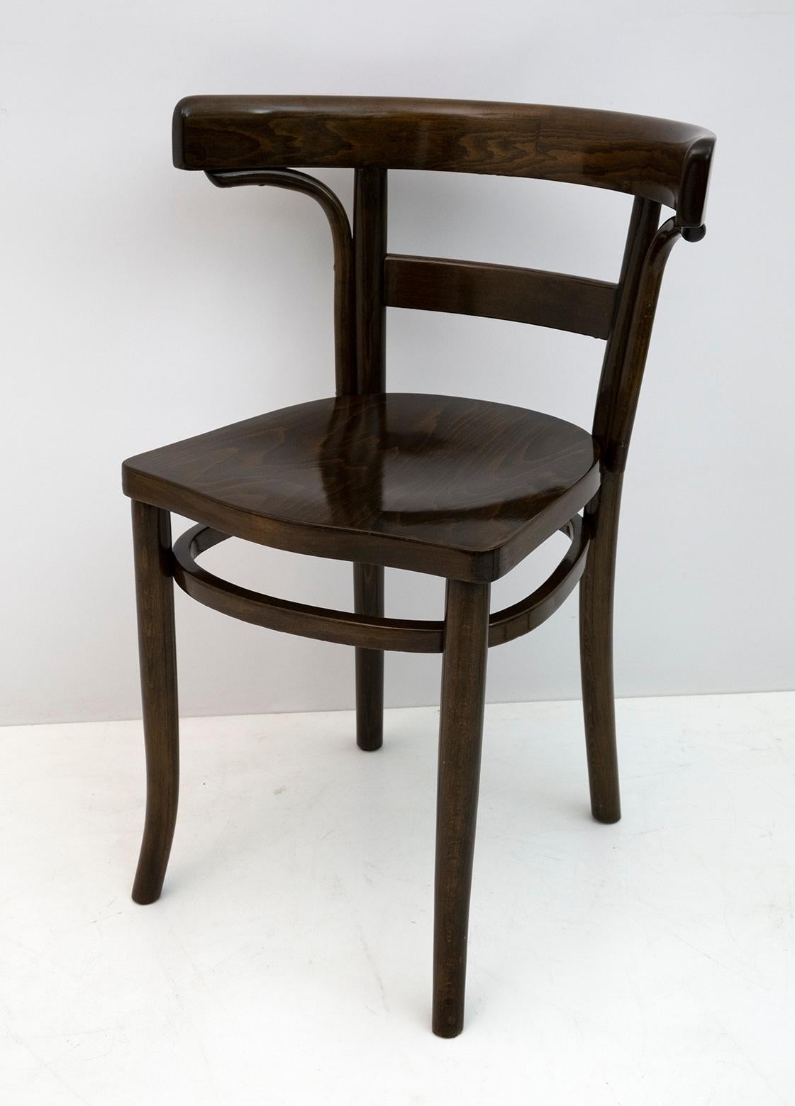 Thonet Austrian Curved Wood Two Chairs and Loveseat Bench, 1920s 5