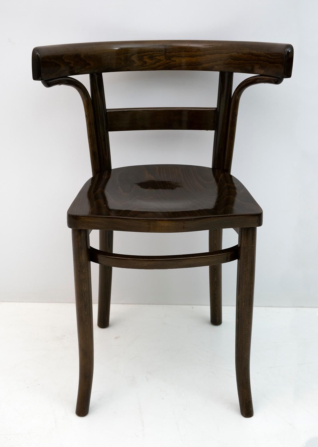 Thonet Austrian Curved Wood Two Chairs and Loveseat Bench, 1920s 6