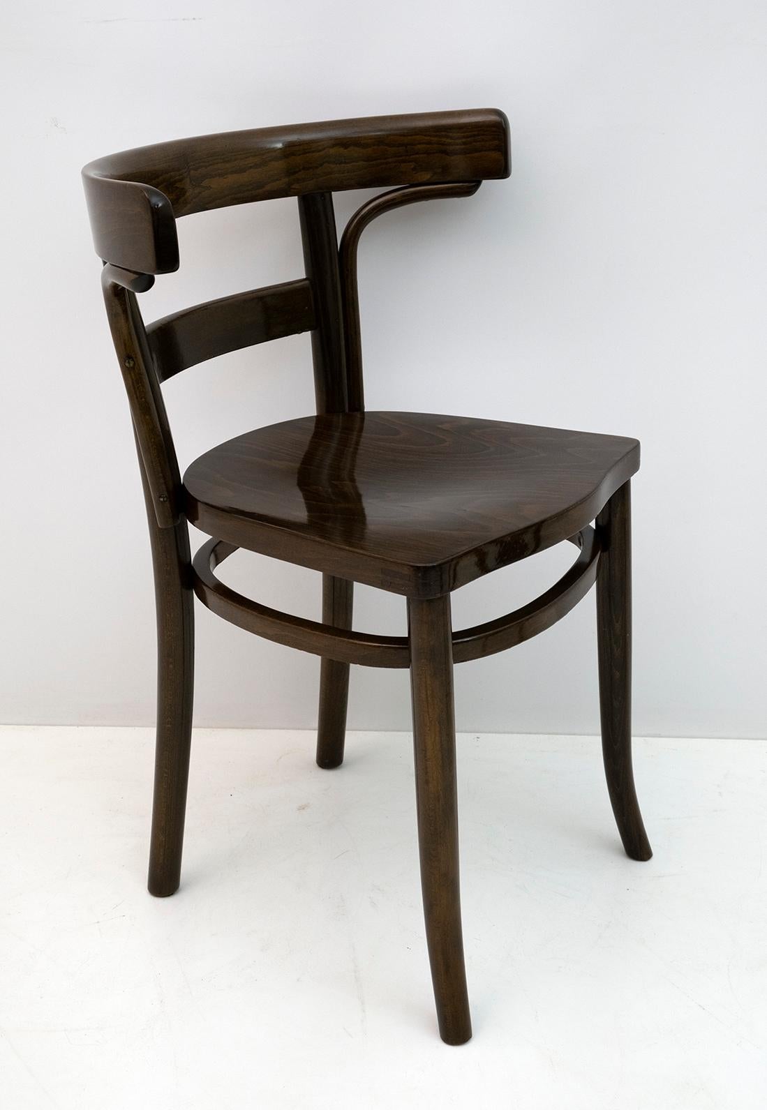 Thonet Austrian Curved Wood Two Chairs and Loveseat Bench, 1920s 7
