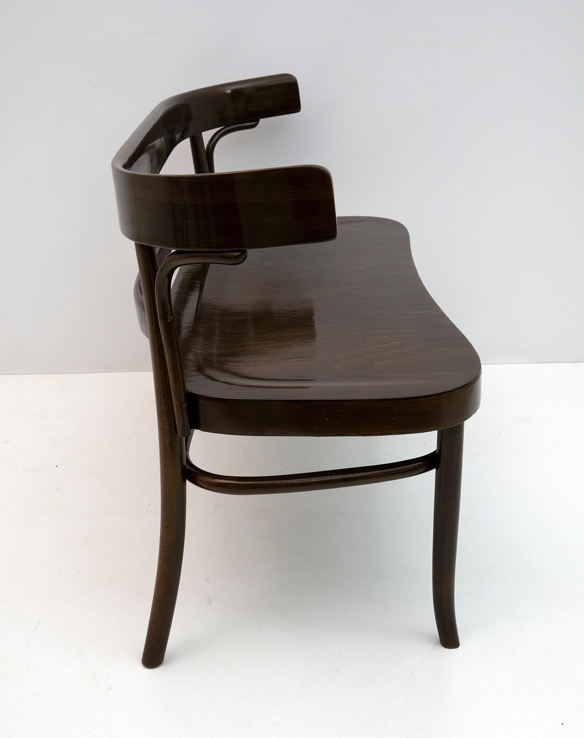 Thonet Austrian Curved Wood Two Chairs and Loveseat Bench, 1920s 9