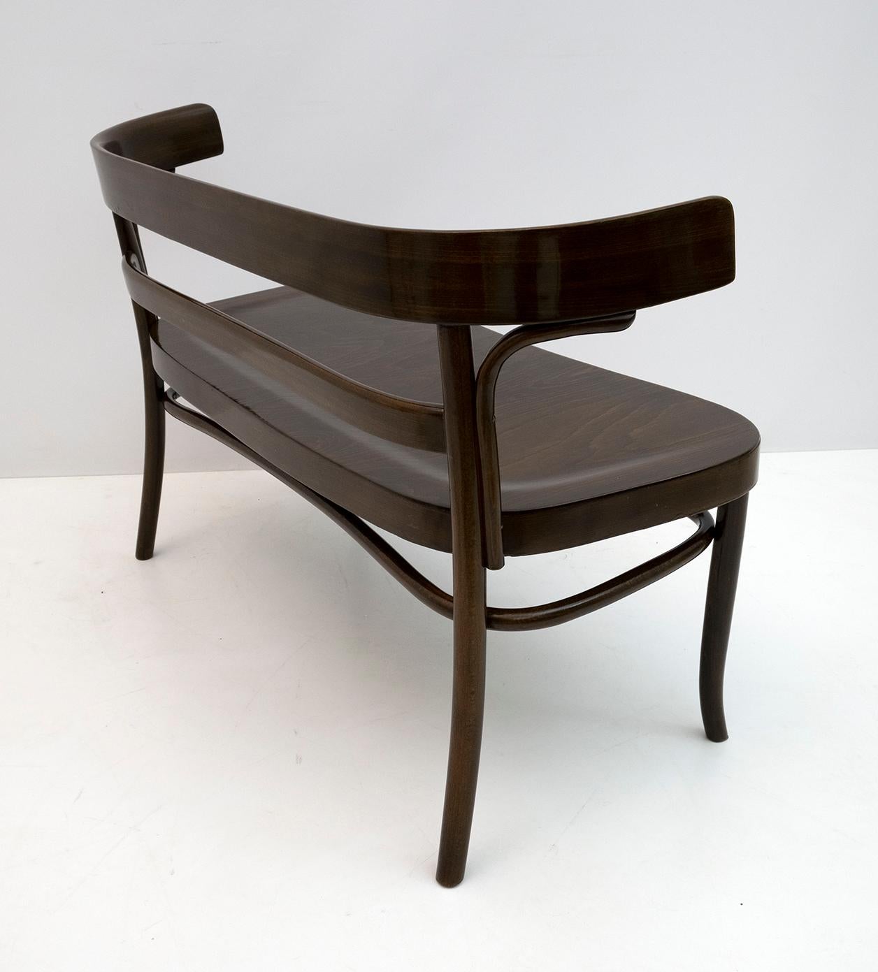 Thonet Austrian Curved Wood Two Chairs and Loveseat Bench, 1920s 10