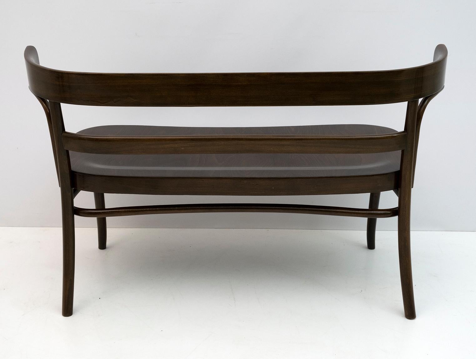 Thonet Austrian Curved Wood Two Chairs and Loveseat Bench, 1920s 11