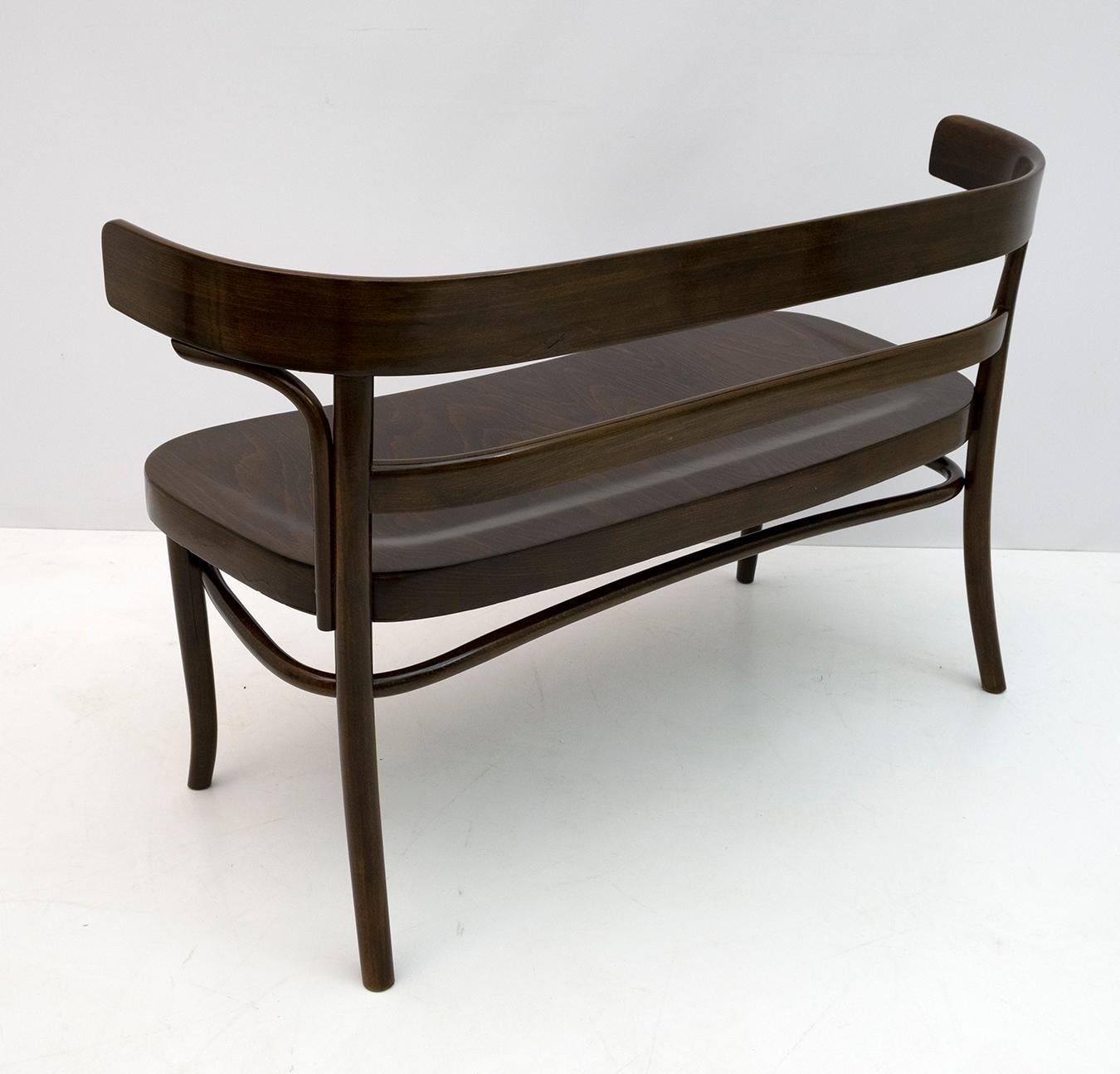 Thonet Austrian Curved Wood Two Chairs and Loveseat Bench, 1920s 12
