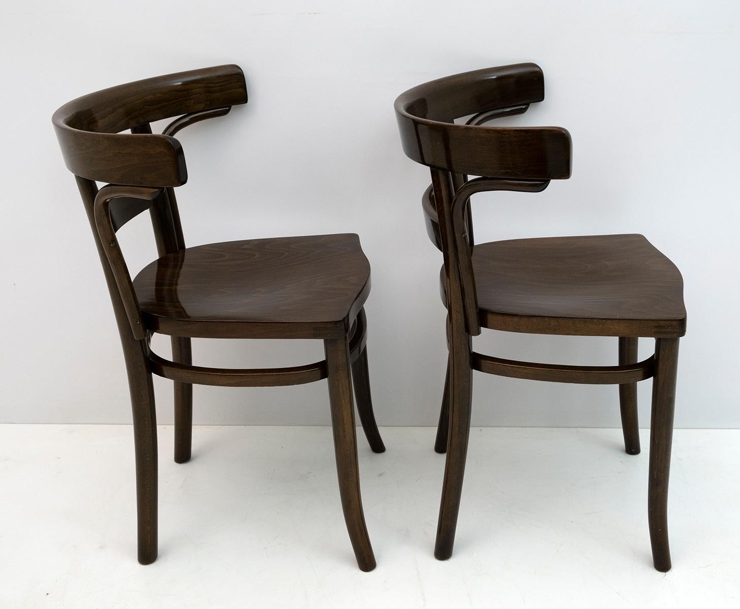 Thonet Austrian Curved Wood Two Chairs and Loveseat Bench, 1920s 2