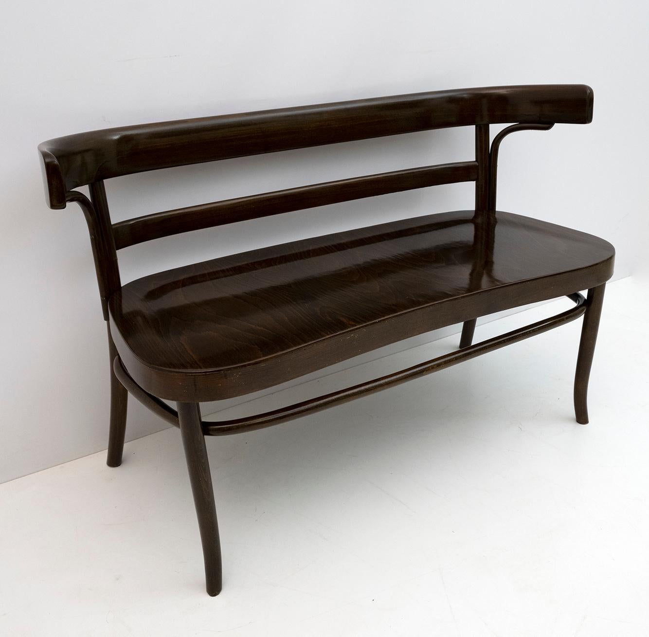 Thonet Austrian Curved Wood Two Chairs and Loveseat Bench, 1920s 3