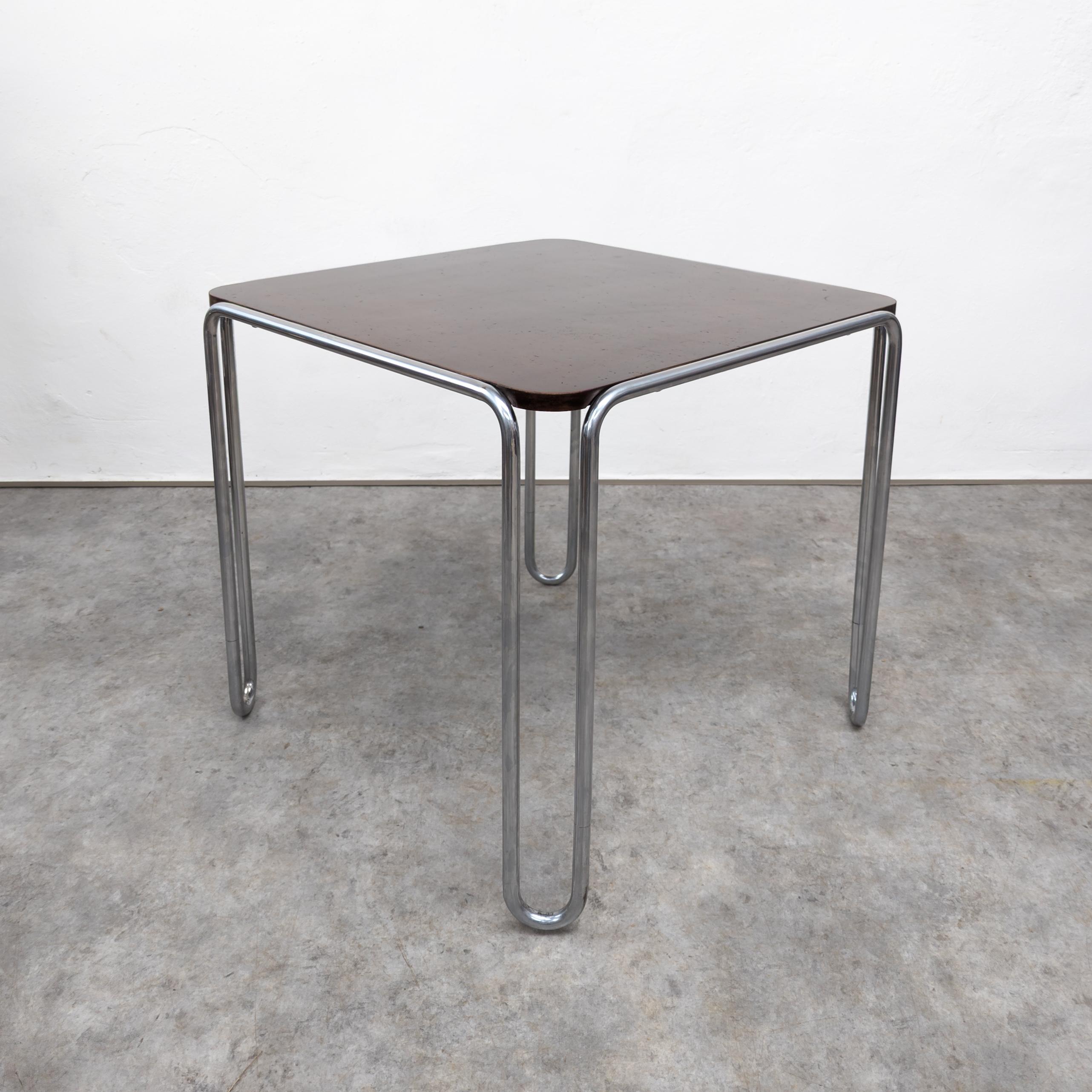 Steel Thonet B 10 tubular steel table by Marcel Breuer  For Sale