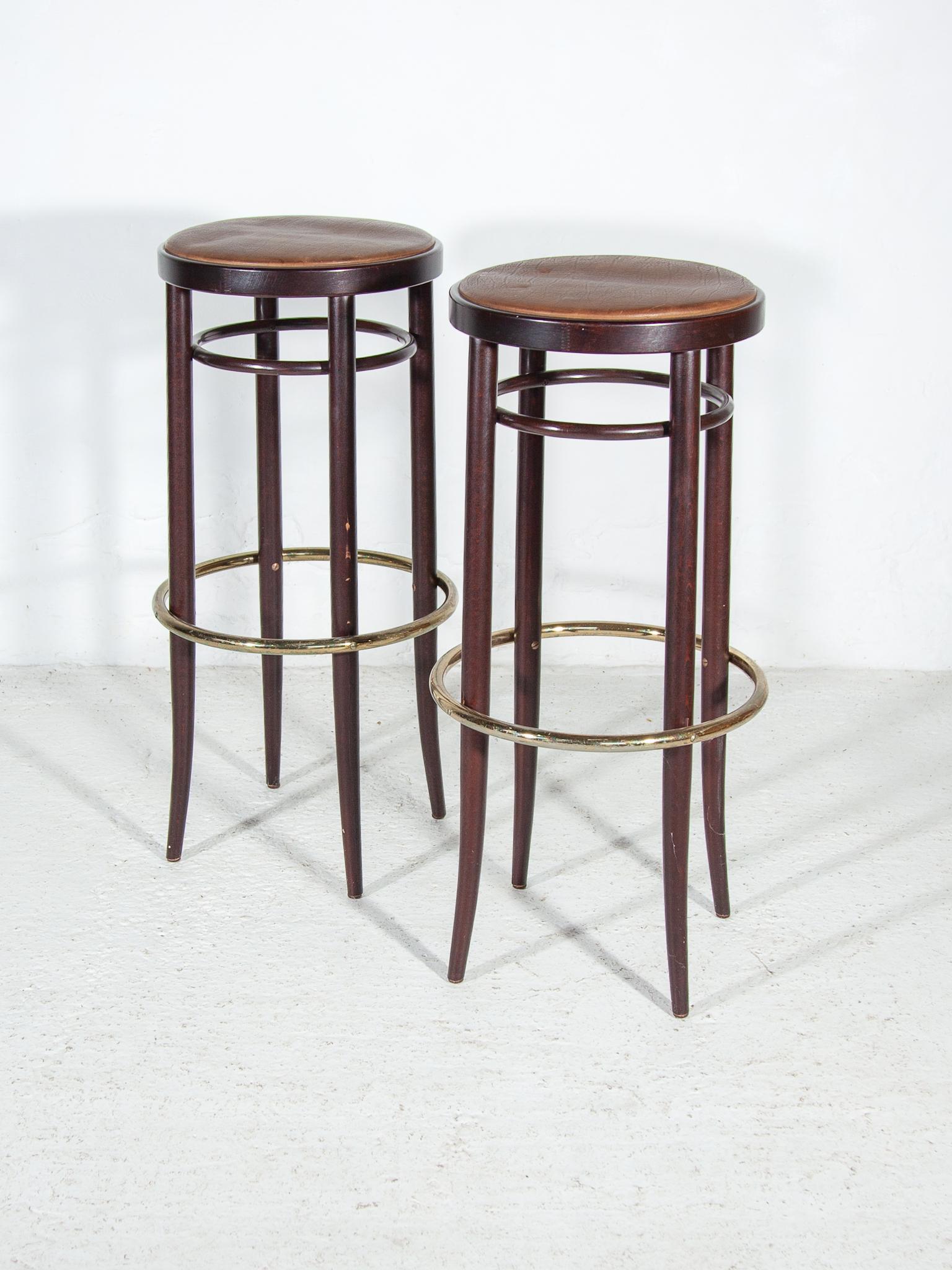 Mid-Century Modern Thonet Bar Stools, 1970s set of Two, Austria For Sale